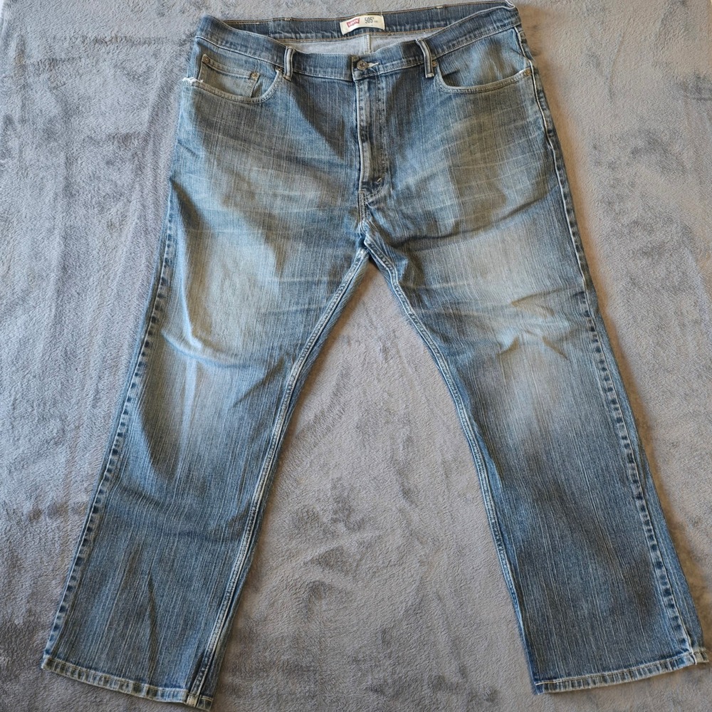 Levis 505 Straight Fit Men's Jeans 40x30 Fading Medium Wash Blue Stretch‎ Denim